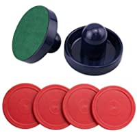 Yeelan Air Hockey Pushers &amp- Pucks Set- de Gran tamaño- (2 empujadores de la Armada + 2 lints + 4 Red Pucks)